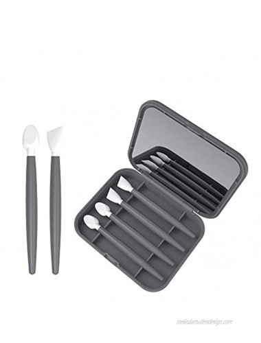 Silicone Lip Brush Makeup Eyebrow Lip Brushes With Mirror Portable 4pcs Reusable Lip Brush On The Go Applicator Perfect Makeup Tool Kits Gray