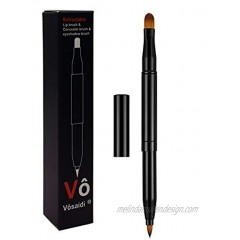 Vôsaidi Double-Sided Retractable Lip Brush Travel Lipstick Makeup Brush Eyeshadow and Concealer Brush