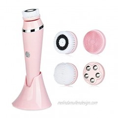 4-in-1 Electric Powered Facial Cleansing Brush Exfoliating Brush And Face Massager Skin SPA Kit Rechargeable Waterproof Deep Cleansing And Soft Touch For Skin Care and Beauty. Green