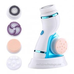 ACMEME Facial Cleansing Brush Sonic Facial Cleansing Brush Waterproof with Soft Brush Head and Massage Head Rechargeable Electric Face Scrubber for Exfoliating Massaging and Makeup Blending