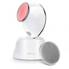 AEVO Facial Cleansing Brush Facial Brush Skin Cleansing Face Brush 2 in 1 Heated Massager Sonic Vibrations for 6X Deeper Cleanse Silicone Head for Gentle Exfoliation For Women and Men White