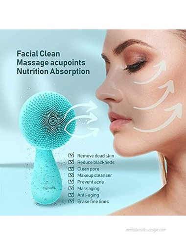 Caytraill Facial Cleansing Brush- Face Brush – 4 Function Modes – Rotating Magnetic Beads – Waterproof & Rechargeable – Portable & Ergonomic Handle – Skin Rejuvenation&Cleansing&Massage Cyan