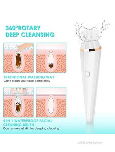 Electric Facial Cleansing Brush Waterproof Rechargeable Face Spin Brush for Deep Cleansing Gentle Exfoliating Removing Blackhead Massaging and Various Skins