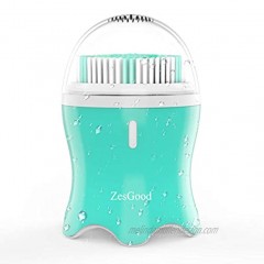 Electric Sonic Vibrating Facial Brush ZesGood 3 in 1 Mini Facial Cleansing Brush with 2 Brush Heads 3 Type Vibrations for Gentle Cleansing & Deep Scrubbing Exfoliating Waterproof Rechargeable