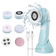 Face Brush Facial Brush Rechargeable IPX6 Waterproof Cleansing Brush Set With 6 Brush Deep Cleansing Heads Blackhead Remover Exfoliating Massage skin care