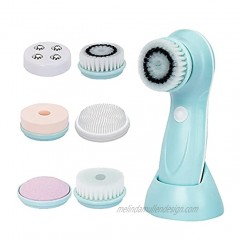 Facial Cleaning Brush Rechargeable Face Scrubber IPX7 Waterproof with 6 Face Brush Can Be Use for Exfoliating Massaging and Deep Cleansing Skin Care