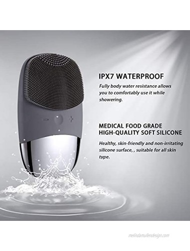 Facial Cleansing Brush 3-in-1 Electric Silicone Face Scrubber Sonic Facial Massager IPX7 Waterproof USB Rechargeble Face Scrubber Brush for Deep Cleanning Blackhead Remover ExfoliatingGray…
