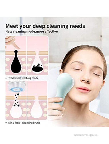 Facial Cleansing Brush 5 Brush Head 3 speed System Electric Facial Massage Brush Rechargeable IPX7 Waterproof Facial Cleaning Spin Brush Suitable for All Skin Types