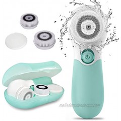 Facial Cleansing Brush Electric Facial Exfoliating Massage Brush with 3 Cleanser Heads and 2 Speeds Adjustable for Deep Cleaning Removing Blackhead Face Massaging