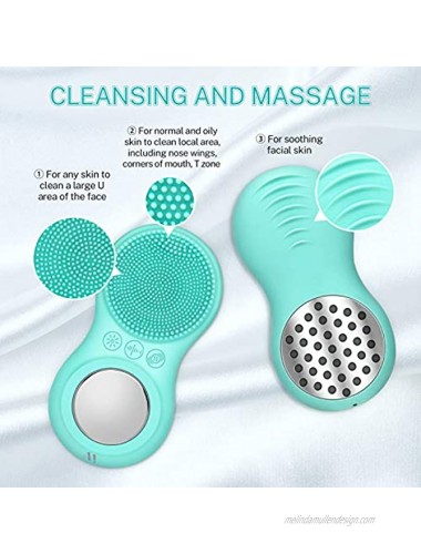 Facial Cleansing Brush Electric Waterproof Face Scrubber USB Rechargeable Misiki Silicone Sonic Face Brush with Heated for Exfoliating Deep Cleansing Massaging 3 Vibration Modes