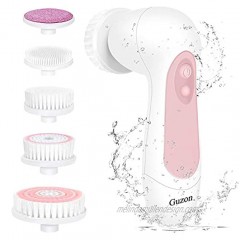 Facial Cleansing Brush Electric Waterproof Guzon Face Brush for Shower Deep Cleansing and Gentle Exfoliating Skin Spin Brush for Face Facial Cleanser Brush with 5 Brush Heads Battery Operated