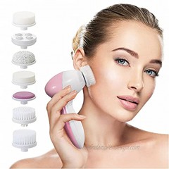 Facial Cleansing Brush Face Spin Brush with 7 Exfoliating Brush Heads for Gentle Exfoliation and Deep Scrubbing Removing Blackhead Deep Cleansing [Newest 2021] Pink