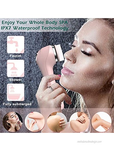 Facial Cleansing Brush for Exfoliating Waterproof: IPX7 3-in-1 EMS & ION Facial Massager for Lifting and Massaging Rechargeable Electric Spin Face Brush Face Scrubber with 6 Brush Head Replacements