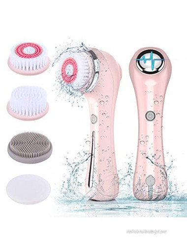 Facial Cleansing Brush for Exfoliating Waterproof: IPX7 3-in-1 EMS & ION Facial Massager for Lifting and Massaging Rechargeable Electric Spin Face Brush Face Scrubber with 6 Brush Head Replacements