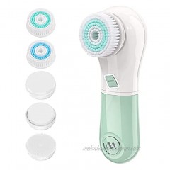 Facial Cleansing Brush Misiki IPX7 Waterproof Facial Spin Brush with 5 Rotating Brush Heads 2 Speed Modes for Deep Cleansing Exfoliating Removing Calluses and Blackheads Battery-Operated