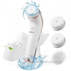 Facial Cleansing Brush Rechargeable Electric Rotation Brush Face Brush with Deep Clean & Air Dryer Charging Base 4 Cleaning Modes for Gentle Exfoliation and Luxury Skin Care