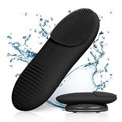Facial Cleansing Brush Silicone Sonic Face Brush Cleanser Anti-aging Massager with Gentle Exfoliating Wireless Charger Waterproof Black