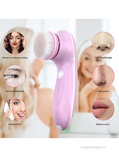 Facial Cleansing Brush Waterproof Face Spin Brush with 3 Brush Heads Gentle Exfoliating and Removing Blackhead，Deep Cleansing face Massaging Blue