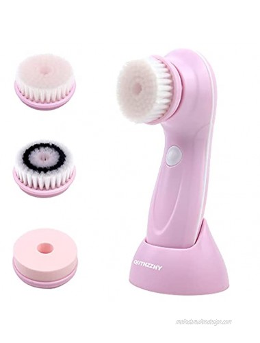 Facial Cleansing Brush Waterproof Face Spin Brush with 3 Brush Heads Gentle Exfoliating and Removing Blackhead，Deep Cleansing face Massaging Blue