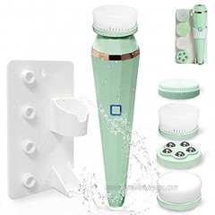 Facial Cleansing Brush with 4 Face Cleansing Brush Heads 360° Rotating Rechargeable Facial Scrub Brush Waterproof 3 Modes Face Brushes for Cleaning Exfoliating MassagingWhite.