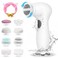 Facial Cleansing Brush with 8 Brush Heads Rotary Facial Cleanser Brush Complete Face Spa System IPX7 Waterproof Face Brush Use for Exfoliating Massage and Deep Cleansing Battery Operated