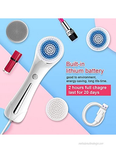 Facial Cleansing Brush with Dual Back Face Massage Electric Spin Facial Brush with 5 Different Brush Heads for Deep Cleansing Gentle Exfoliating Removing Blackhead and Massaging