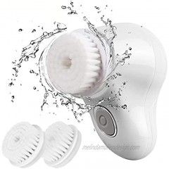 Facial Cleansing Brush ZLiME Rechargeable USB Charging Waterproof Cleansing Skin Care System Face & Body Scrubber for Deep Cleansing with TWO Gentle Exfoliating Brush Heads White