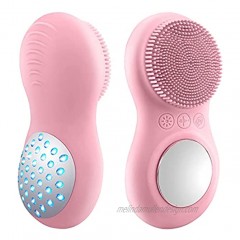 Facial Cleansing Brush,UMICKOO 3 IN1 Sonic Face Scrubber with Soft Silicone Heating Massage for Exfoliating Massaging and Deep Cleansing Pink