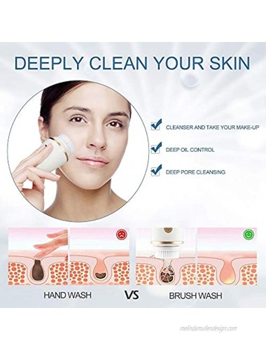 Facial Face Cleansing Brush for Women rechargeable Spin Face Brush Cleanser Wash Brush Deep Cleansing Skin Care Tools Pore Cleaner with 2 Brush Heads Replacement White