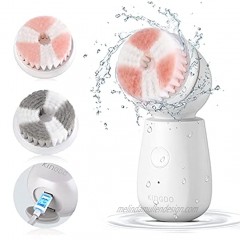 KINGDO Facial Cleansing Brush Rechargeable Face Scrubber Spin [Newest 2021] 3 Modes for Deep Cleaning Gentle Exfoliating Removing Blackhead Massaging 2 Brush Heads Waterproof for Women Men