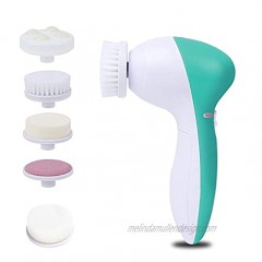 Lyrzzey Facial Cleansing Brush Green with 5 Spin Brush Heads Replaceable for Deep Cleaning Gentle Exfoliating Massaging Removing Blackhead