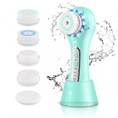 MALKERT Facial Cleansing Brush with 5 Brush Heads 3 Modes Skin Care Brush Device Electric Rechargeable Waterproof Face Spin Brush Massager for Deep Cleansing and Scrubbing Exfoliating