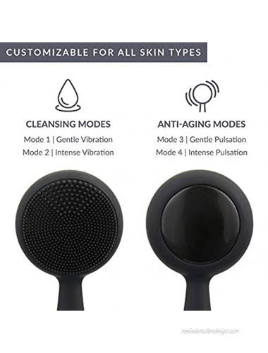 PMD Personal Microderm Clean Pro OB Smart Facial Cleansing Device with Silicone Brush & Obsidian Gemstone ActiveWarmth Anti-Aging Massager Black Black 1.0 Count