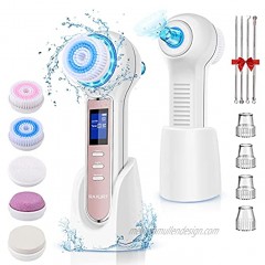 Raxurt Electric Facial Cleansing Brush Rechargeable IPX7 Waterproof Exfoliating Face Brush with 3 Modes 5 Brush Heads Face Brush Use for Exfoliating Massaging and Deep Cleansing