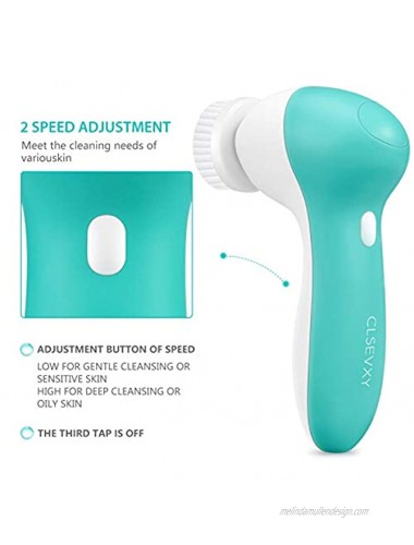 Rechargeable Facial Cleansing Spin Brush Set with 7 Interchangeable Brush Heads Waterproof Face Spa System by CLSEVXY Advanced Microdermabrasion for Gentle Exfoliation and Deep ScrubbingAqua