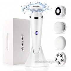 Rechargeable Spin Facial Cleansing Brush,Waterproof Facial Cleansing Brush 4-in-1 Set Complete Face Spa System for Gentle Exfoliation Deep Cleansing and Face Massage