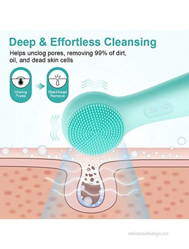Soft Silicone Facial Cleansing Brush Sonic Vibration Facial Brush Waterproof Face Scrubber Brush for Deep Cleaning Gentle Exfoliating Blackhead Removing and Massaging