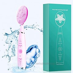 Sonic Facial Cleansing Brush Lyrzzey Portable Handled Face Cleansing Brush with 5 Adjustable Speeds Vibrating Rechargeable Face Cleansing Brush for Deep Cleaning Gentle Exfoliating MassagingBlue
