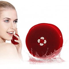 Sonic Facial Cleansing Brush Silicone Waterproof Electric Face Scrubber for Deep Cleaning Exfoliating and Massaging 5 Adjustable Speeds with Wireless Charging Red