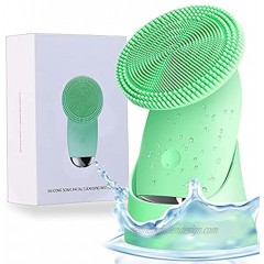 Sonic Facial Cleansing Brush Soft Silicone Face Scrubber Exfoliating Brush Face Cleanser Brush for Women Anti-Aging Deep Face Cleansing Exfoliating and Massage System for All Skin Types Green…