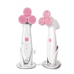 Sonic Facial Cleansing Brush Waterproof Rechargeable Face Cleansing Brush for Cleaning Makeup Residue 3D Anti-Aging Massager 120 degrees V-type angle include 6 cleansing brush heads