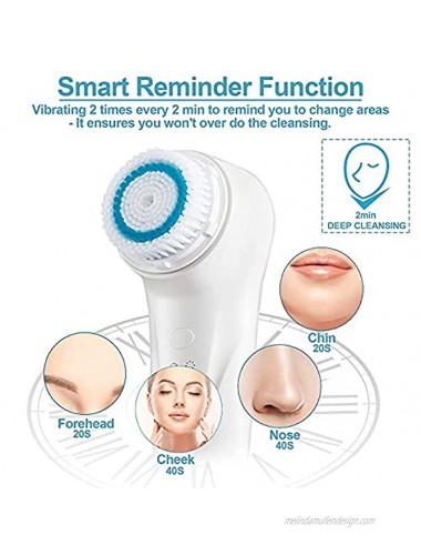 Sonic Vibrating Facial Cleansing Brush IPX7 Waterproof 3D Sterile Face Brush for Face Deep Cleaning Mild Exfoliating & Massaging Wireless Inductive Charging- 3 Brush Heads&1 Makeup Remover Pad