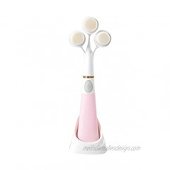 Splashproof Sonic Wand Facial Cleansing Brush Gentle 3 Headed Exfoliating Brush Deep Cleans Pores Pink