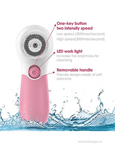 TOUCHBeauty 3in1 Facial Brushes for Cleansing Exfoliating Massaging Professional Deep Pore Spin Brushes | Travel Case Waterproof Battery Powered Pink