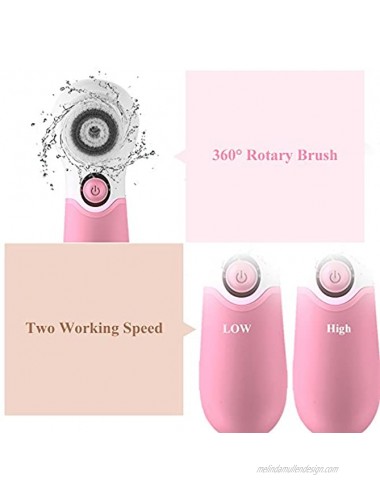 TOUCHBeauty 3in1 Facial Brushes for Cleansing Exfoliating Massaging Professional Deep Pore Spin Brushes | Travel Case Waterproof Battery Powered Pink