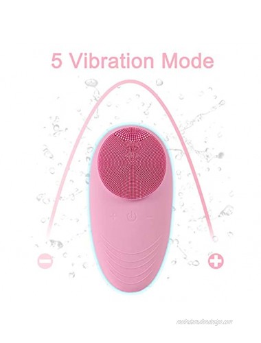 TQGX Facial Cleansing Brush Sonic Face Cleansing Brush Rechargeable 5 Speed Vibrating Waterproof Silicone Face Scrubber for Deep Cleaning| Exfoliating| Blackhead| Massaging