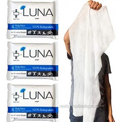 XL Wet Wipe Cleansing Body Wipes All Natural 3 Pack Individual Pouches Biodegradable & Unscented No Rinse Bathing and Shower Wipe Great for After Workout Camping Travel Yoga Gym