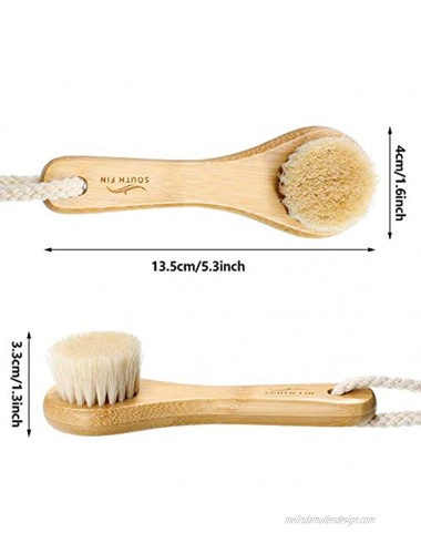 3 Pieces Bamboo Facial Cleansing Brush Soft Horsehair Face Brush Natural Horsehair Bristle Brush Handle Cleansing Brush with Lid for Exfoliating Massaging Removing Blackhead Clean Skin