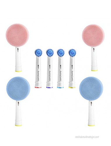 Bunny Lamb Silicone Facial Scrub Brushes for Cleansing and Skin Exfoliating Compatible with Oral-B plus Soft Replacement Toothbrush Heads Count of 4