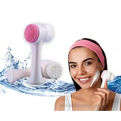 Deep Cleansing Facial Cleansing Soft and Hard Cleansing Brush and Silicone Pad Face Cleanser and Exfoliator Massager Brush for Face and Body Manual Facial Cleansing Brush